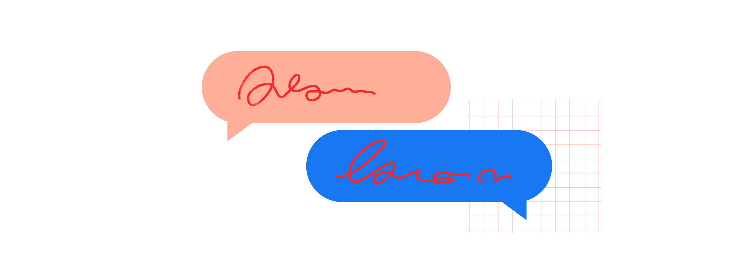Two speech bubbles showing a two-way conversation