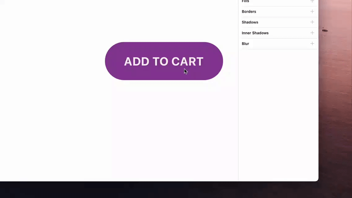 Text of a button getting changed in Sketch to show an example of overrides.