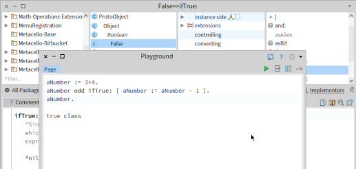 Animation showing an example of traversing classes and methods in the Pharo IDE