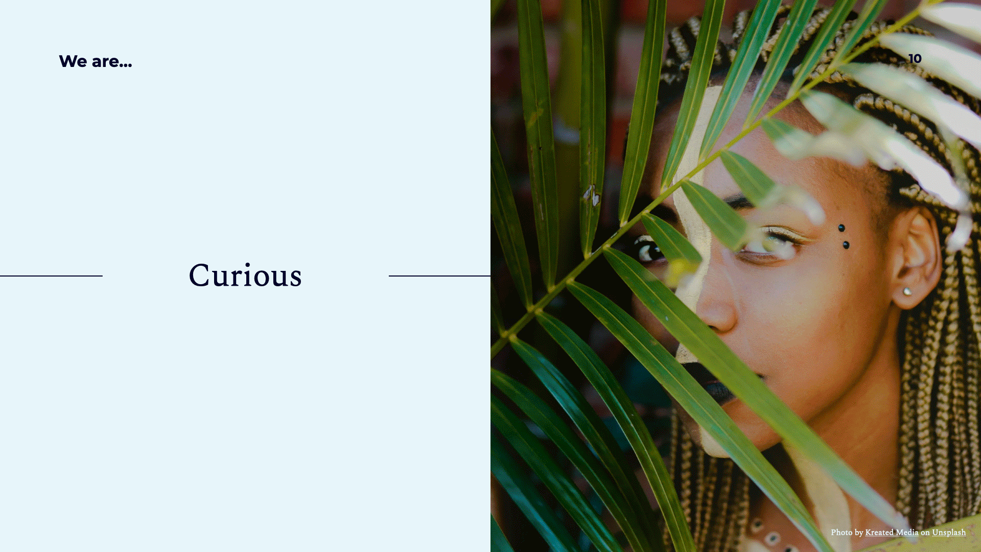 An animated GIF of the words Curious, Inspired, and Daring, along with an accompanying photo