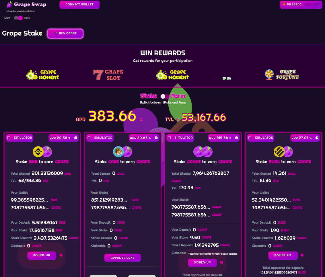 GrapeSwap Reward Fortune