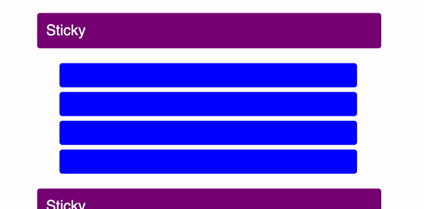 Screen-recorded example of Sticky positioning