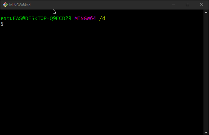Navigation to the Unity project folder using the cd command