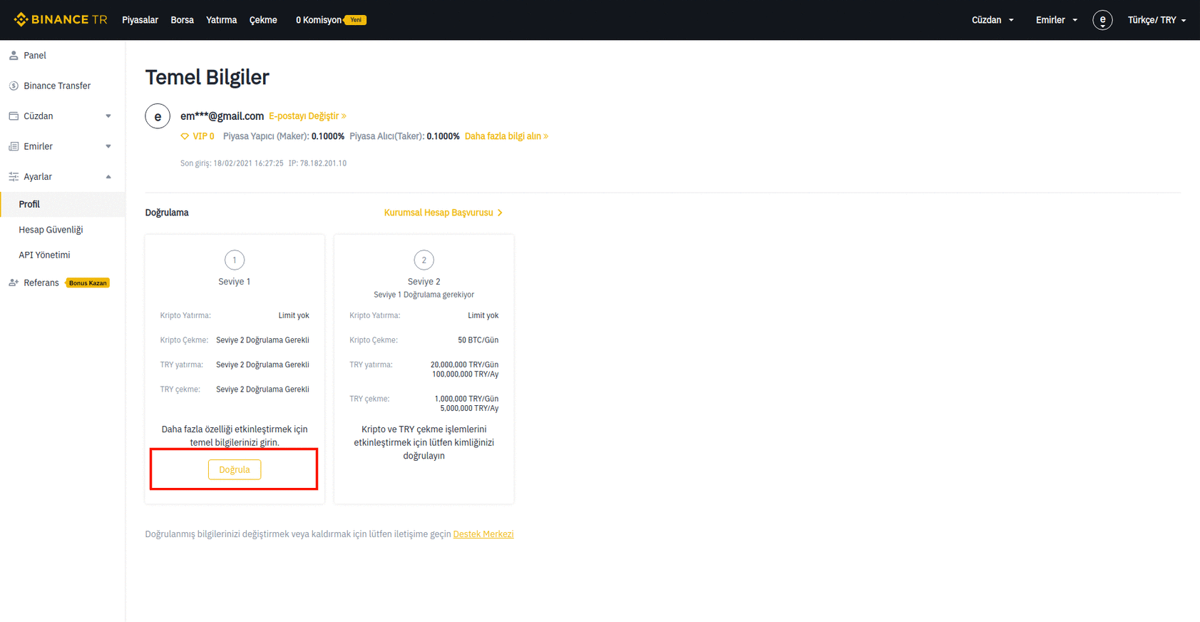 Binance Hesap Onay Kısım: 2