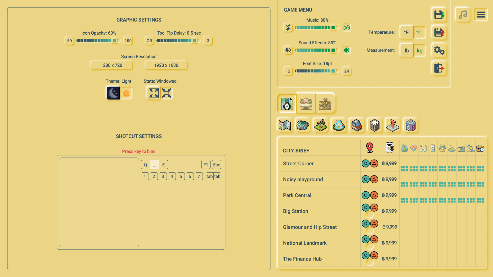 Music, graphic, and sound controls in Business Heroes