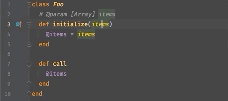 Gif showing the variable types by hovering over the items and @items variables.