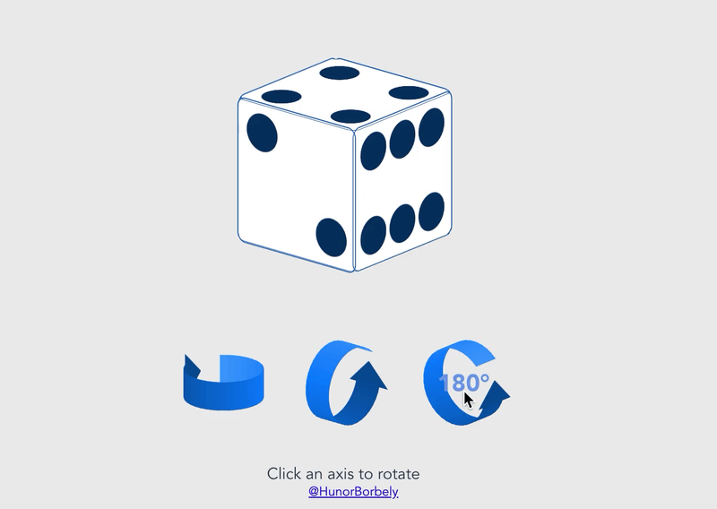 animation of a 3D die that rotates