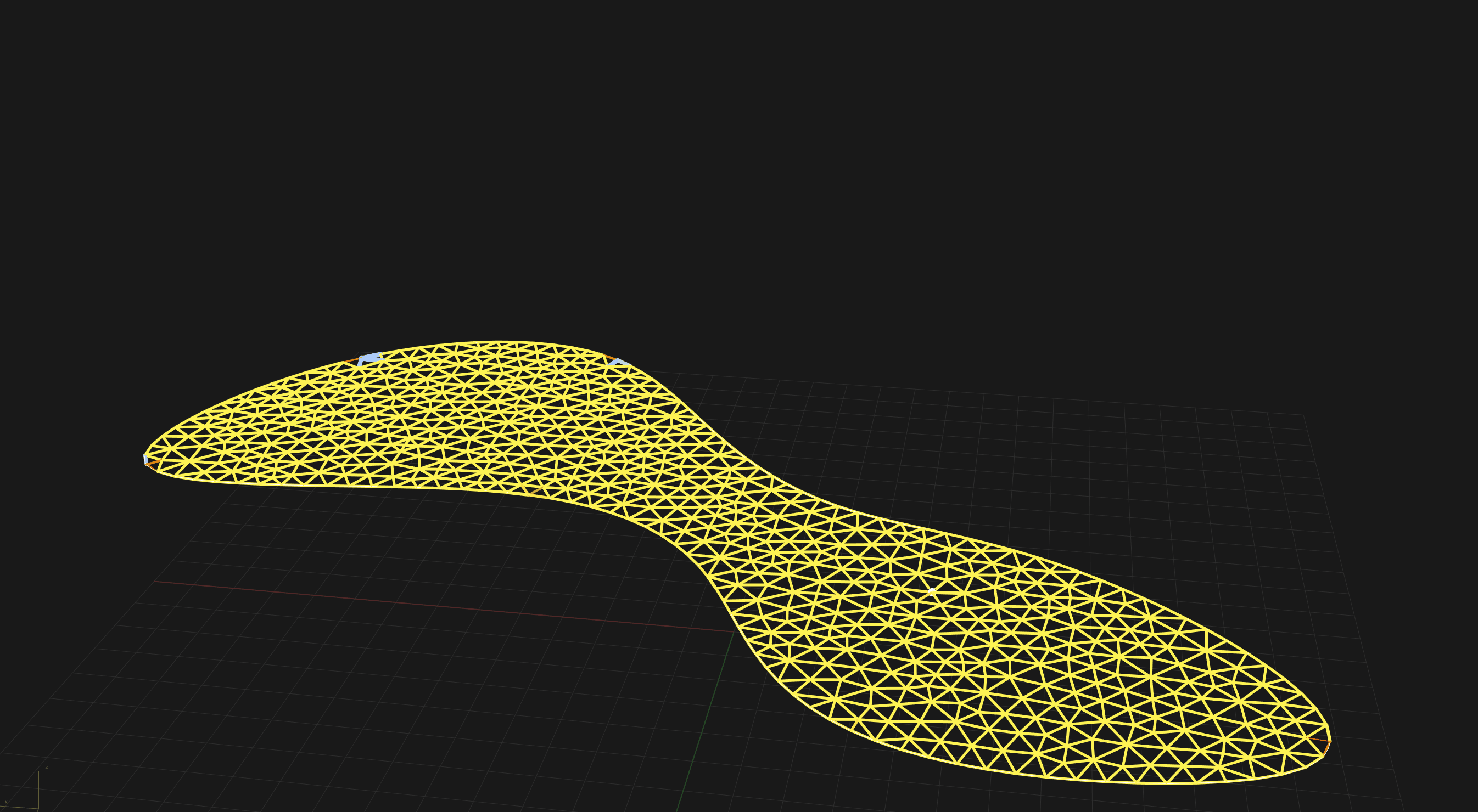 A looping GIF cycling through a computer simulation of modeling a pavillion from a flat surface into a vaulted structure.