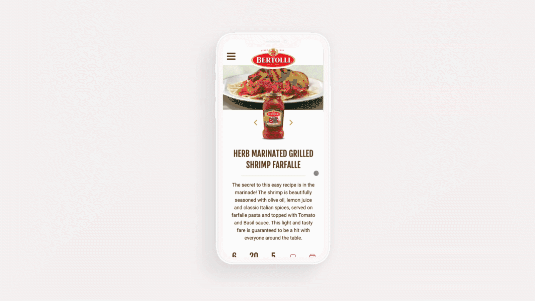Animated GIF showing the swipe-able/tappable toggle between Ingredients and Directions.