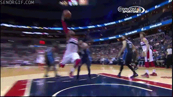 Basketball blocked shot.