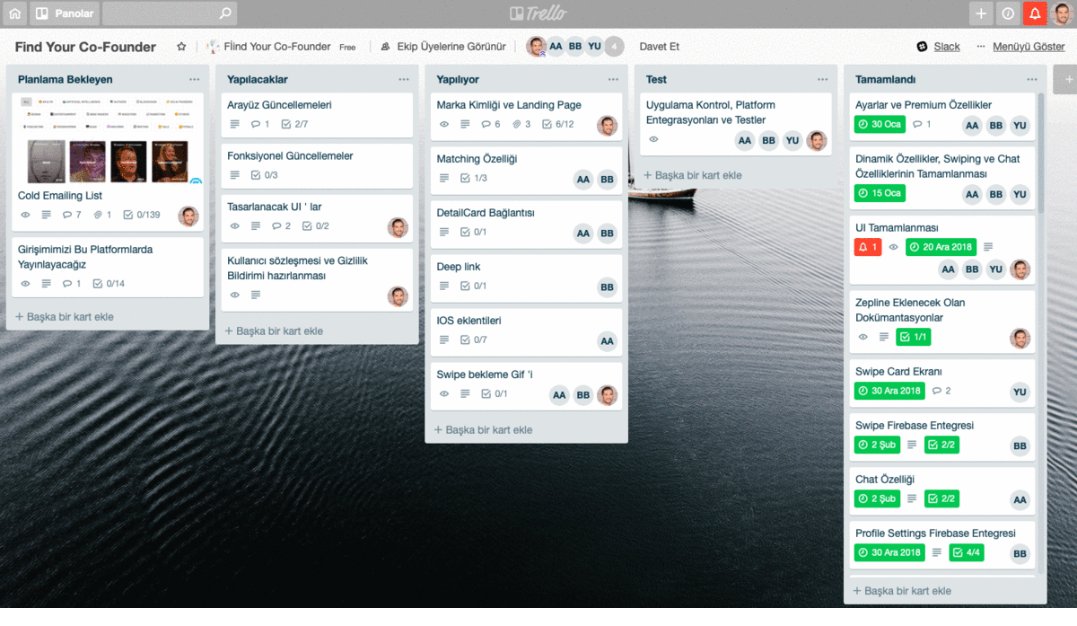 Trello kartları sürükle bırak mantığı ile çalışıyor