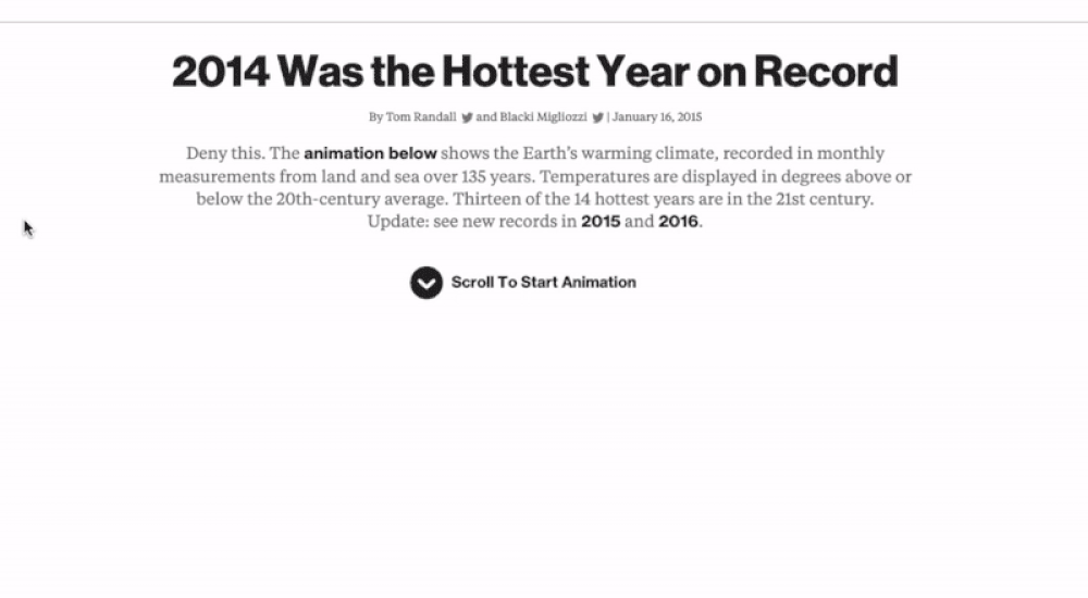 “The Hottest Year on Record”, an example of ‘scroll as a trigger’ by Bloomberg