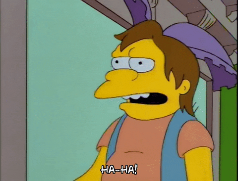 Nelson from The Simpsons pointing and laughing