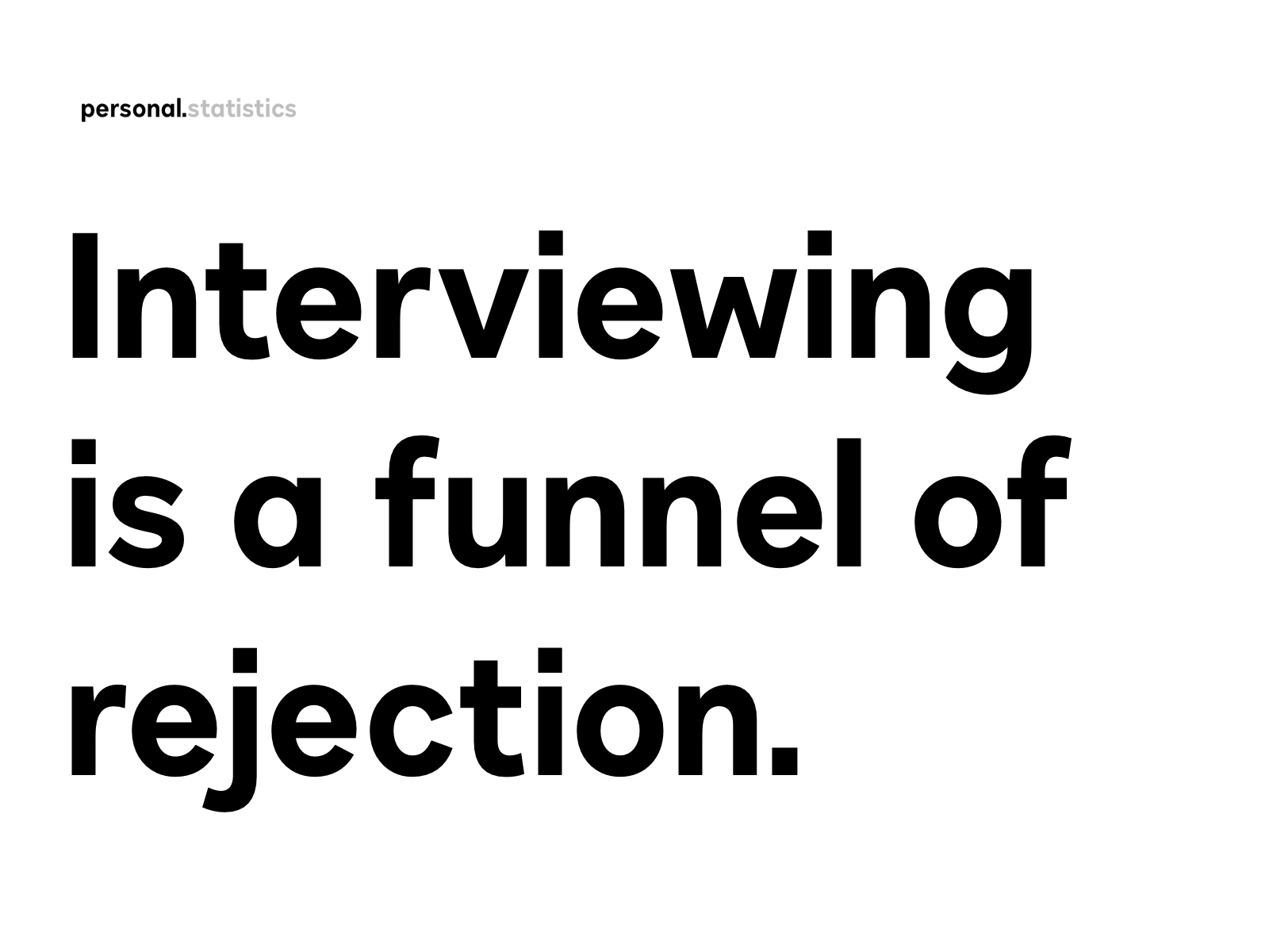 Animated image of a funnel diagram featuring stats from author’s interview experience with a description