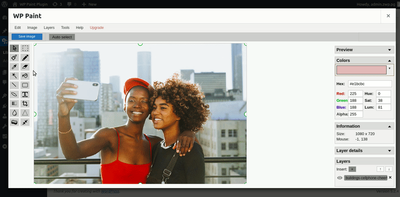 learn how to resize images on wordpress using wp paint plugin, resize images in wordpress, wordpress image editor