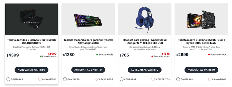Animation of an online catalogue showing photos of products with prices and descriptions beneath