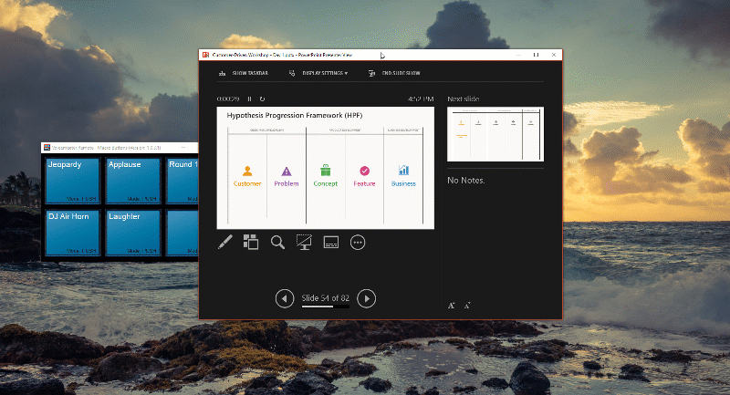 An animated .gif that shows dragging windows into zones using FancyZones