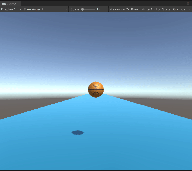 A basketball bouncing on a plane surface