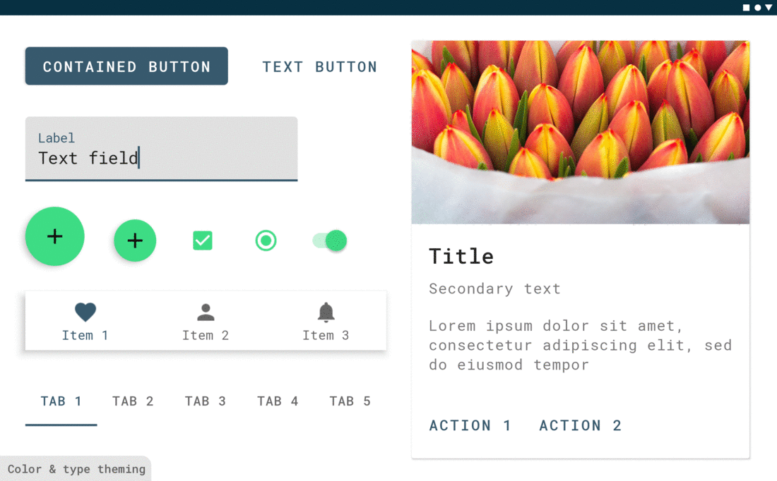 Example app with updated MDC shape attributes (updated corner radii)