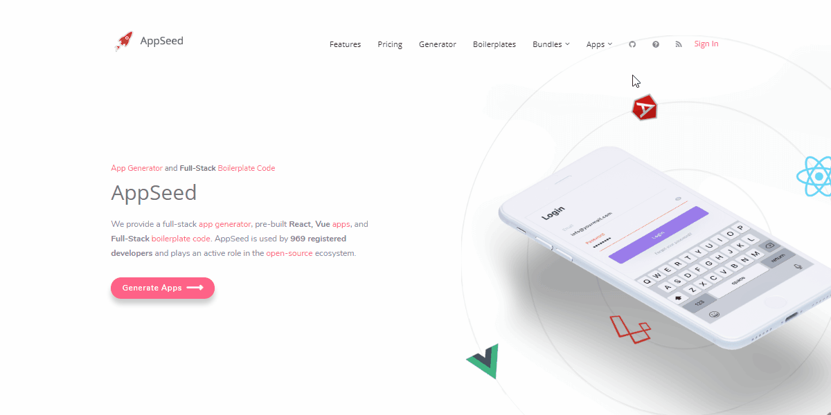 App Generator — Admin Dashboards generated by AppSeed