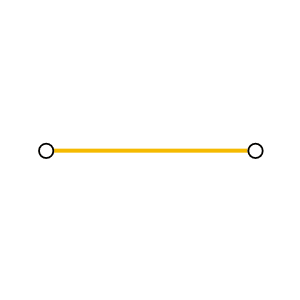 An animation showing a straight line with two nodes transforming itself into a curved line with variations.