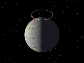 An example of how precession works, making a spinning sphere wobble like a top slowing as it spins.