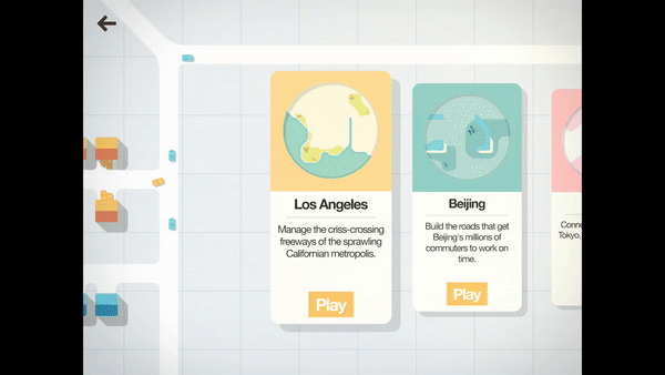 The map selection choices for Mini Motorways allows you to explore the world.