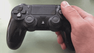 Animated GIF of thumb moving with more effort to the Cross and Circle buttons