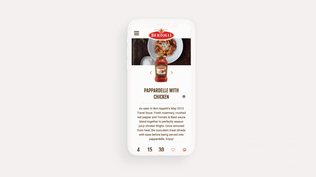 Animated GIF showing the clickable/tappable checklist items found in both Ingredients and Directions sections.