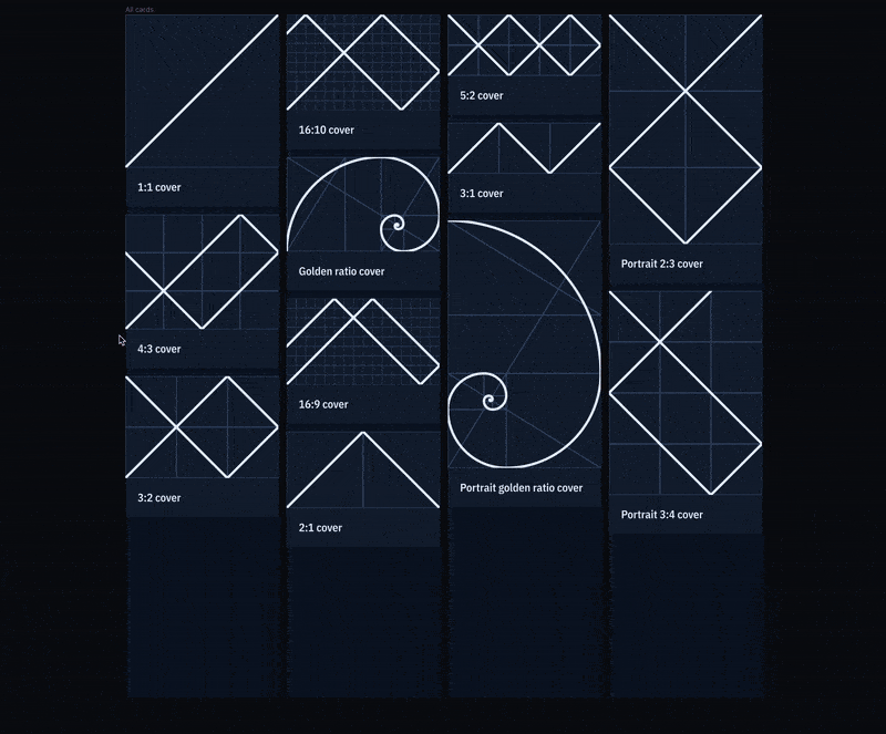 All cards resized in the multi-column grid