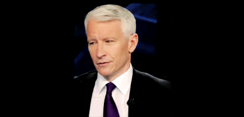 Anderson Cooper confused then shaking his head no
