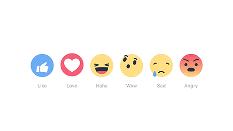 6 reactions of a Facebook Like button