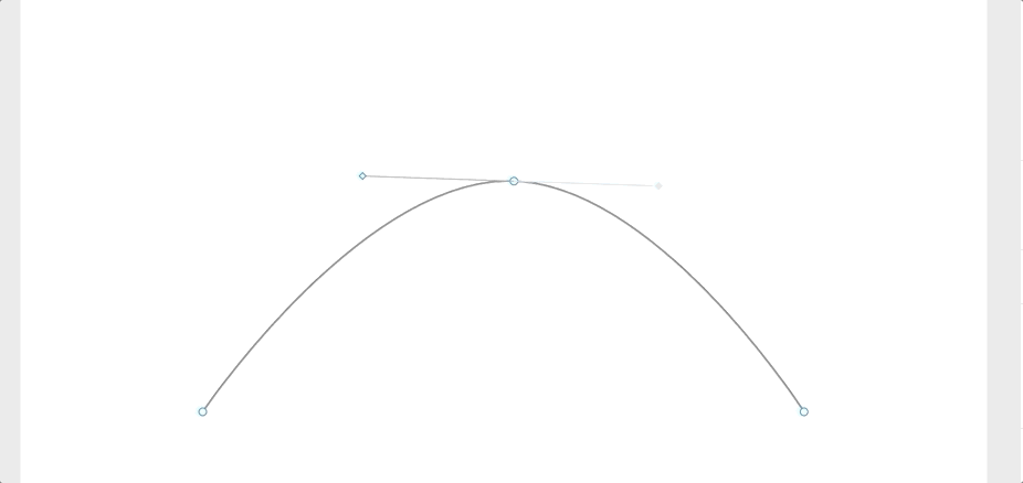 A GIF showcasing how to bend a Cubic-Bézier spline by dragging the control points off in space in Figma.