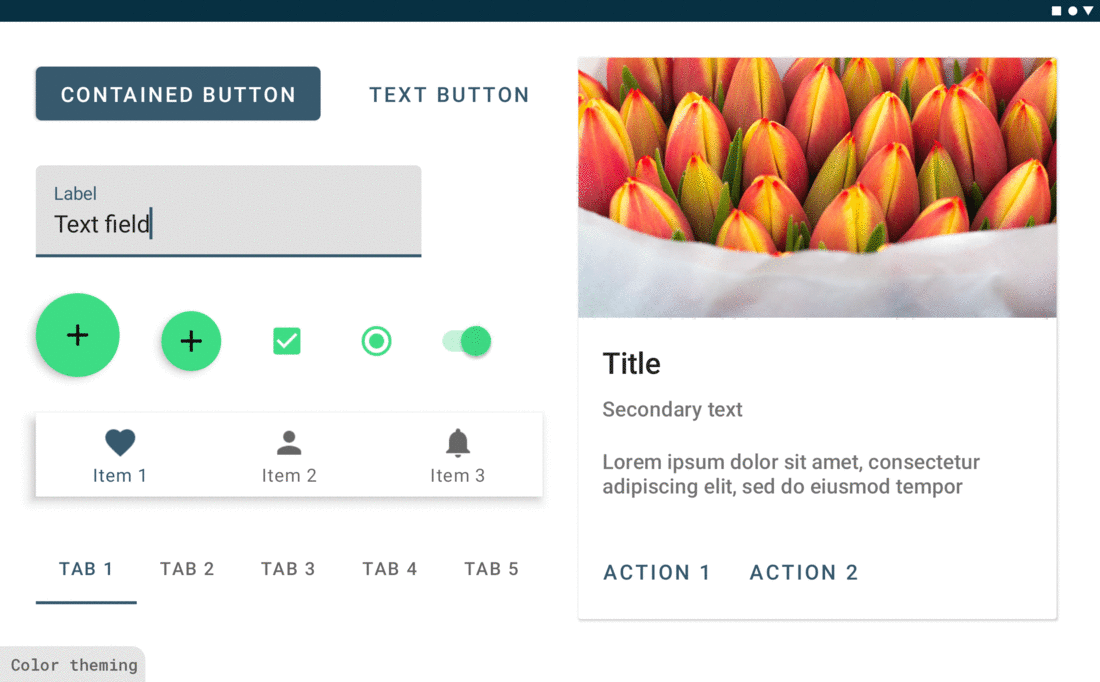 Example app with updated MDC type attributes (updated font family)