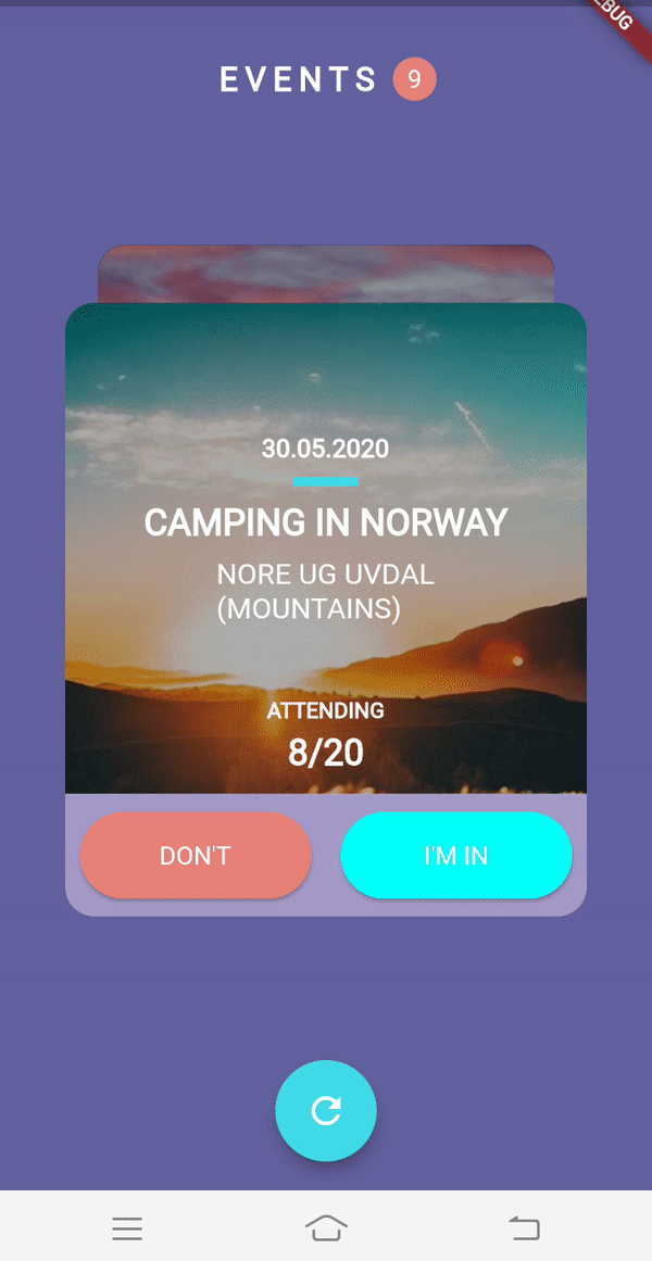 Another possible animation which is similar to the previous Tinder like animation using AnimatedContainer