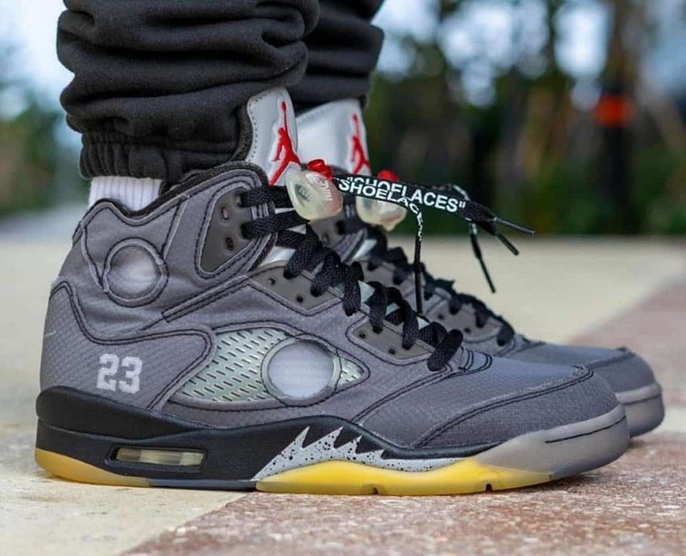 Off-White Jordan 5 Retro Black Real Vs Fake — How To Spot Fake Off-White Jordan  5 | by Legit Check By Ch | Medium