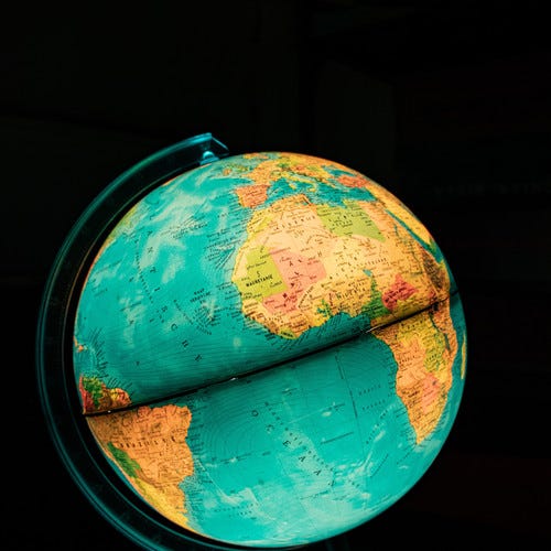 Globe representing earth day