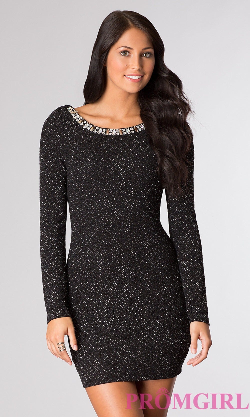 short glitter dress with long sleeves