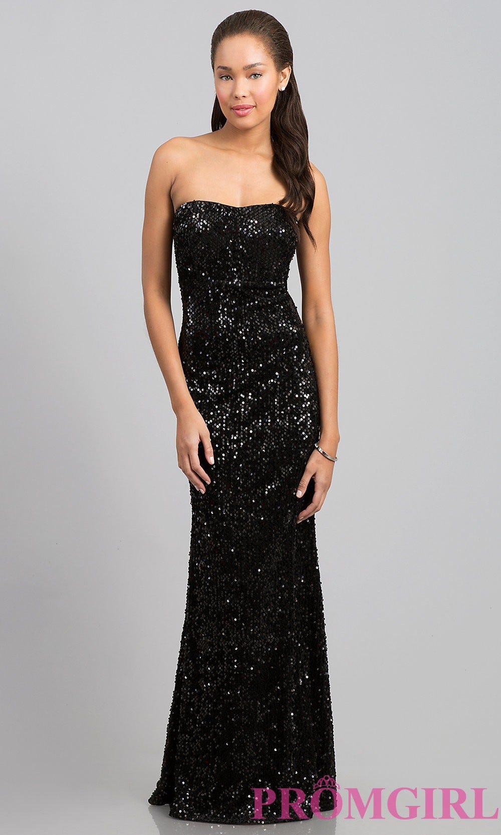 black sequin floor length dress