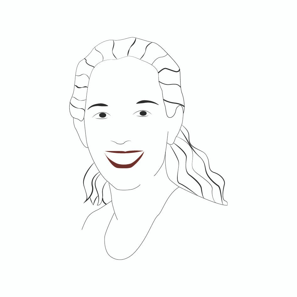 Giulia Fioravanti in un disegno di Irene Ieri, 2020