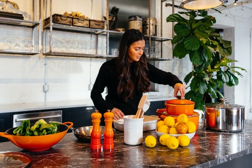 Woman cooking a keto meal