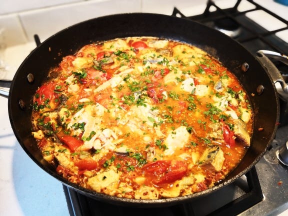 Smoked fish and chorizo stew hailing from Dusseldorf | by Elizabeth