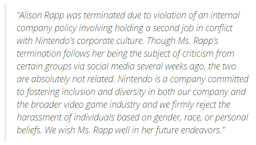 Nintendos Public Relations Employee Alison Rapp Now Vocal