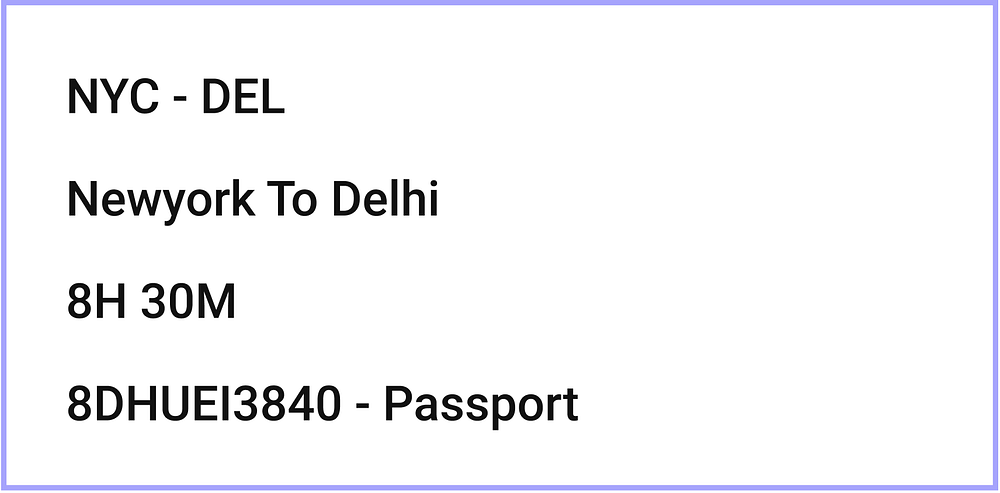 combination of letters and numerals for a ticket booking application
