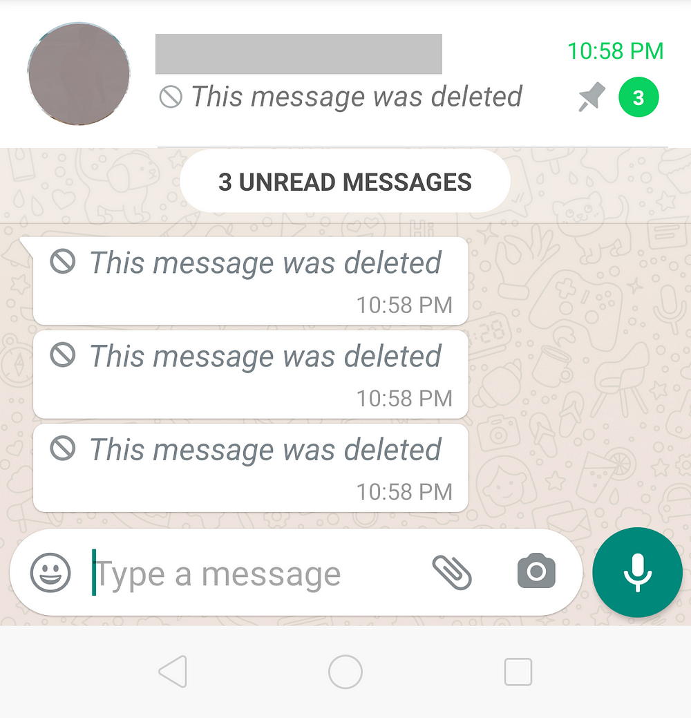 WhatsApp Delete message Feature