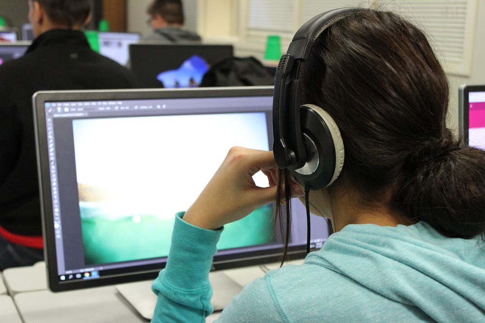 Student working on Computer
