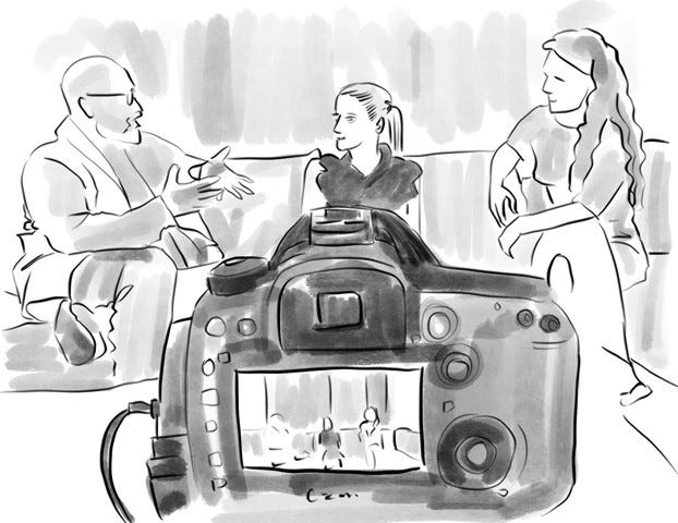Illustration of my view of interviewing Christina