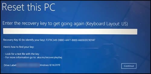 reset windows laptop asking for bitlocker key