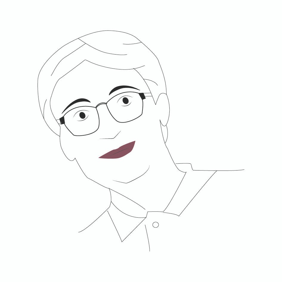 Francesco Ranghiasci in un disegno di Irene Ieri, 2020