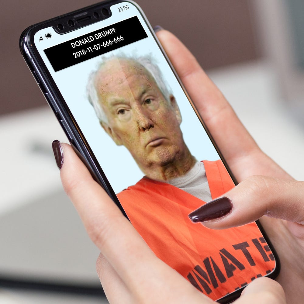 Melania's iPhone app gives Drumpf a preview of his post-conviction appearance.